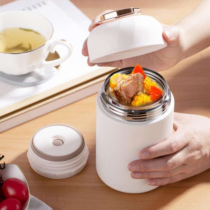 Food Flask Stainless Steel Insulated Jar Hot Food Containers 600ml C