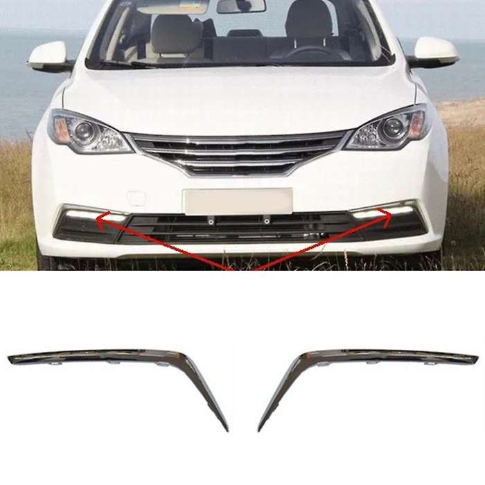 Car Chrome Front Right Bumper Lower Grille Trim Strips Fog Light Trim