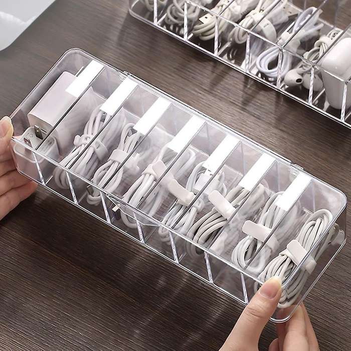 Electronic Storage Box 8 Parts Transparent Acrylic Cable with Lid