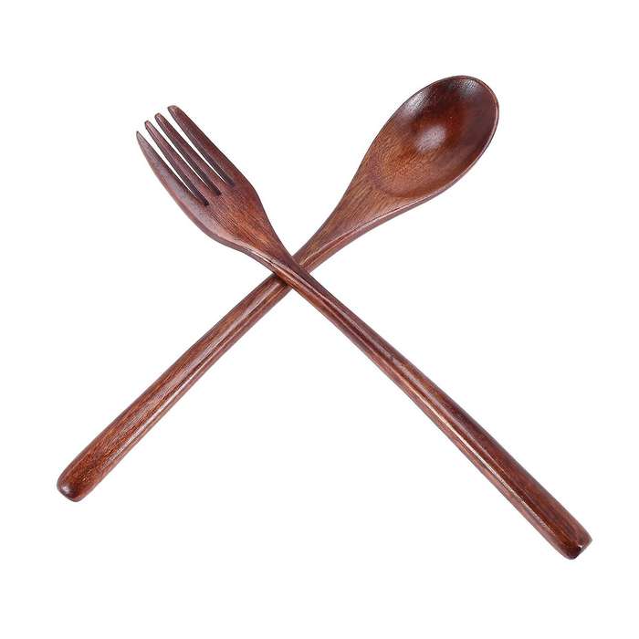 Wooden 8.9-inch Spoons and Forks for Decoration (set Of 6)