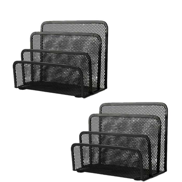 2pcs Desk Mail Organizers File Holder Metal Mesh Bill Document Folder