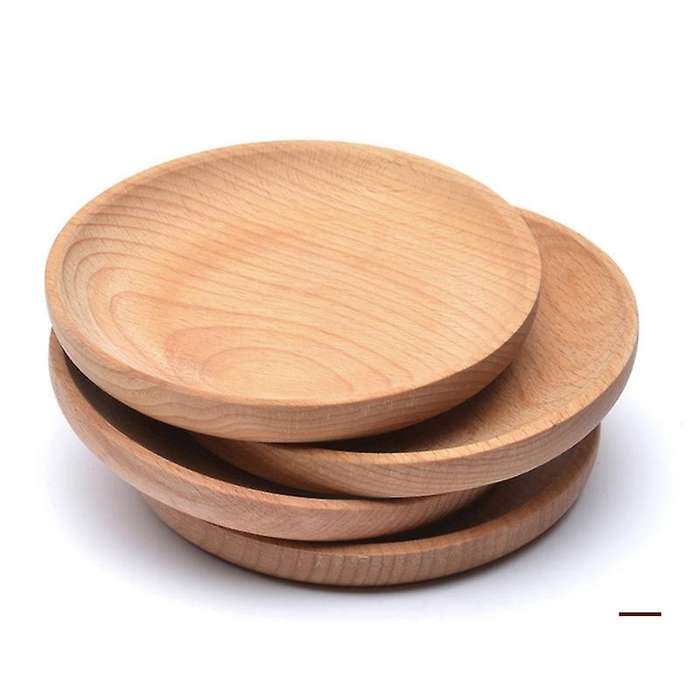 Solid Wood Round Dish Snack Dish Fruit Dried Plate, Wooden Round Dish