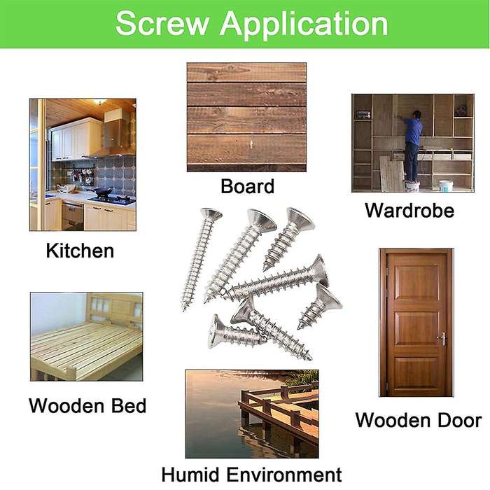 420pcs M3 Flat Head Wood Screws Assortment Fasteners Kit