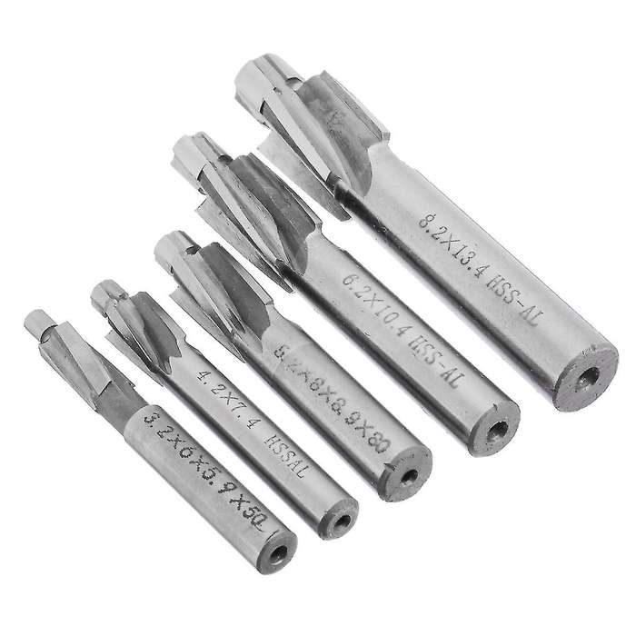 5pcs Hss Counterbore End Mill M3-m8 Pilot Slotting Tool