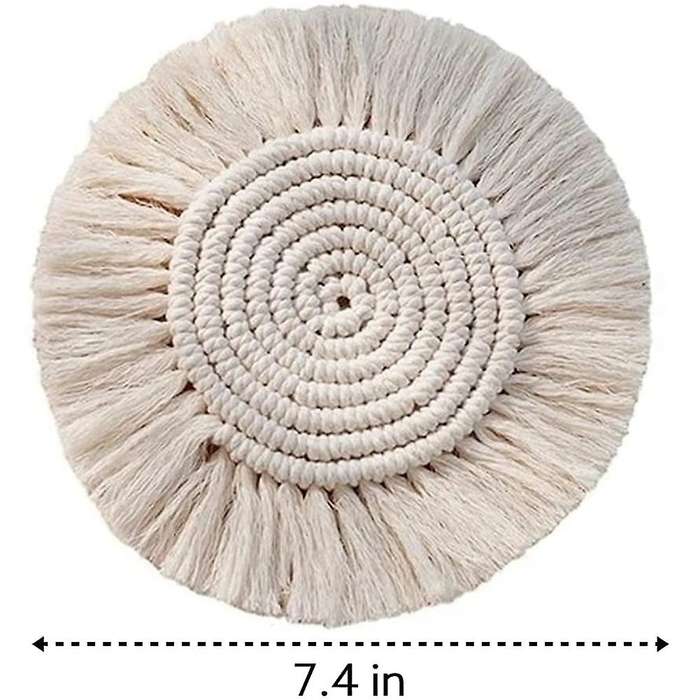 Macrame Coasters Set Of 4 - Coaster with Tassel Boho Home Decoration