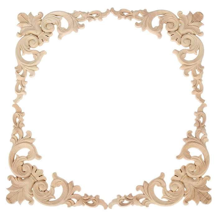 4pcs Wood Carved Mouldings Corner Onlay Applique Furniture Home Decor