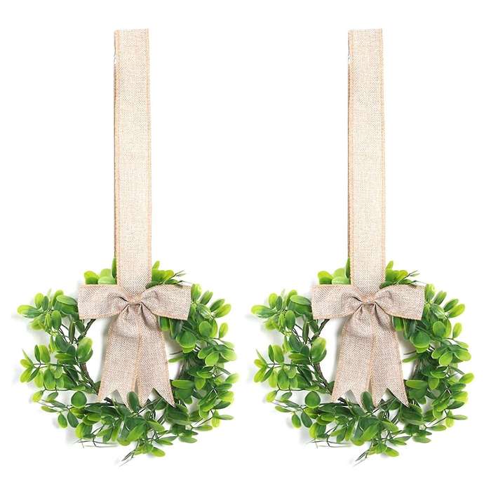 2pcs Faux Kitchen Cabinet Decorative Wreath for Front Door Decor A