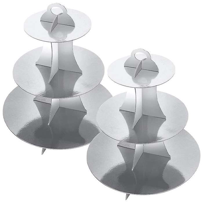Cupcake Stand for 24 Cupcakes 3-tier Round Cardboard Cupcake Silver