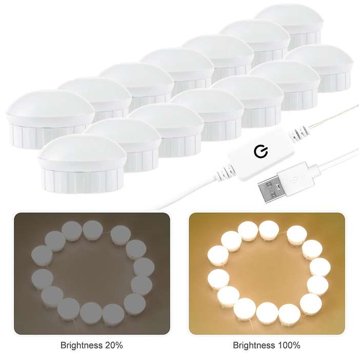 3 Colors Makeup Mirror Lamp Led Professional Press Dimming Dressing-c