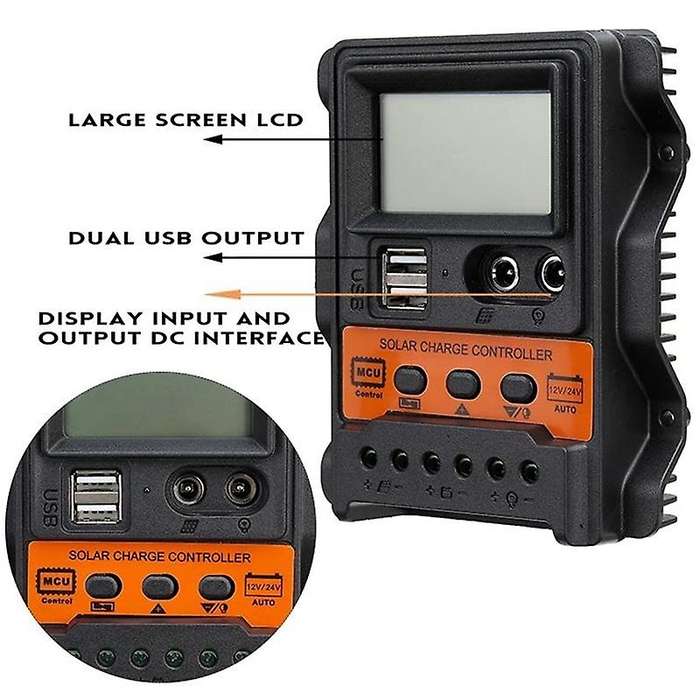 Pwm Lcd Display Dual Usb 5v Output Solar Panel Charger Regulator-10a