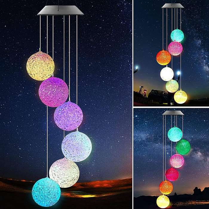 Crystal Ball Solar Wind Chimes Lights