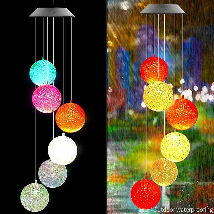Crystal Ball Solar Wind Chimes Lights