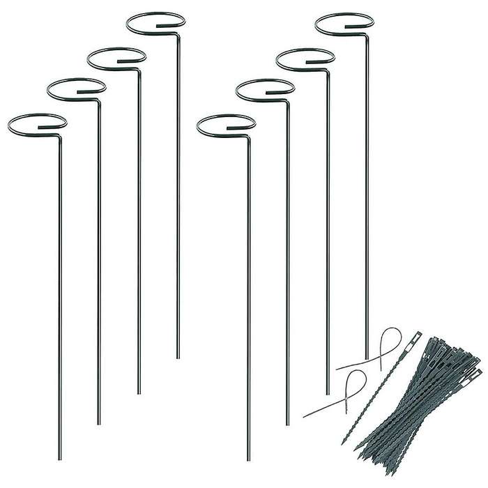 8 Pack Plant Support Stakes, 15.7 Inch with 24 Pcs Twist Ties