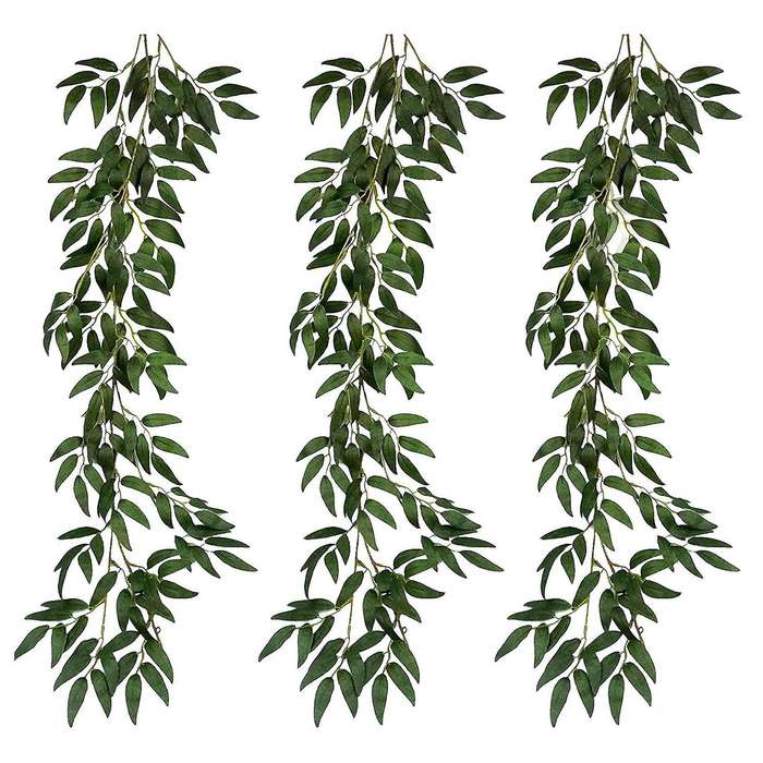 3 Pcs 17.7ft Artificial Vines Fake Greenery Garland Willow Leaves