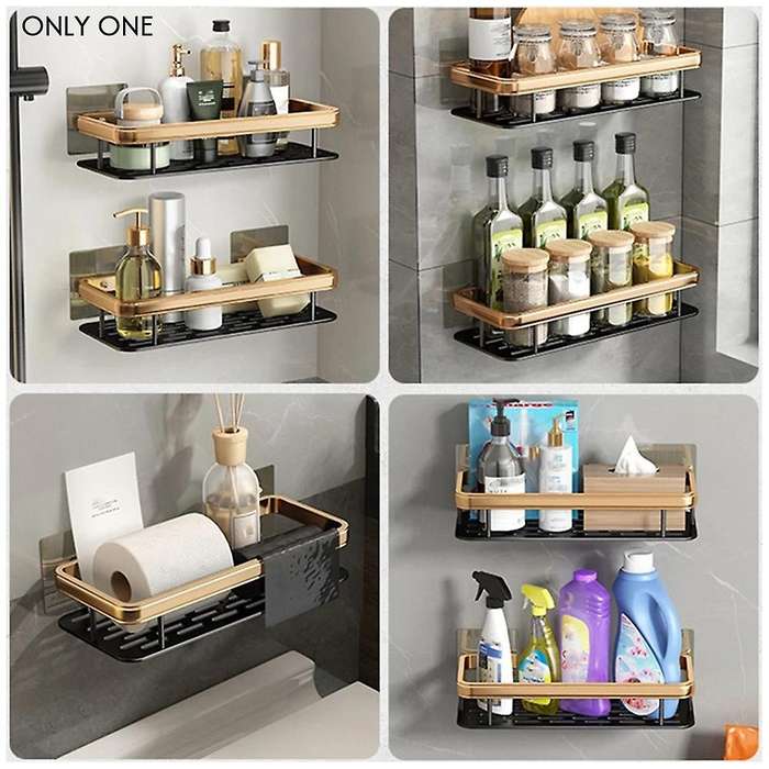 Aluminium Wall Mounted Bathroom Storage Rack Kitchen Spices Organizer