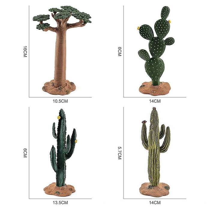 4pcs Diy Plant Decor Model Cactus Bush Maple Banyan Tree View Home