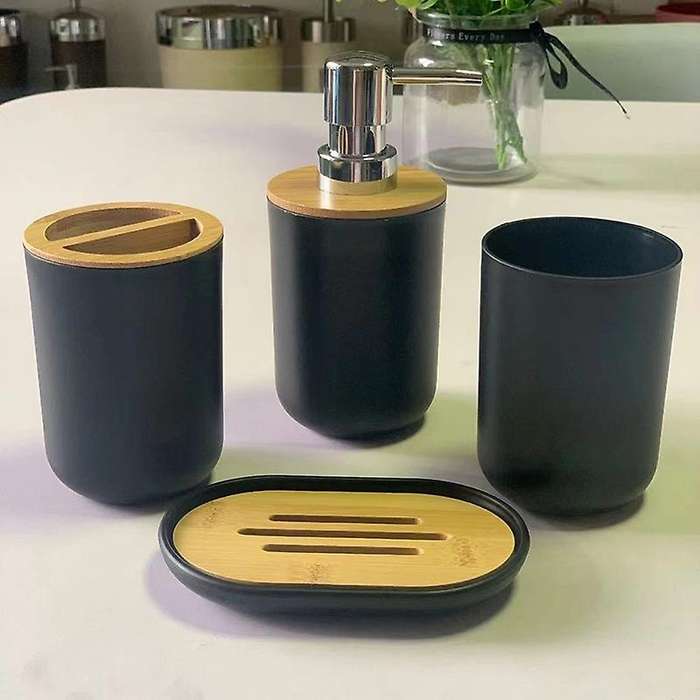 Bathroom Accessories Set Soap Dispenser Bottle Dish Suit Gray