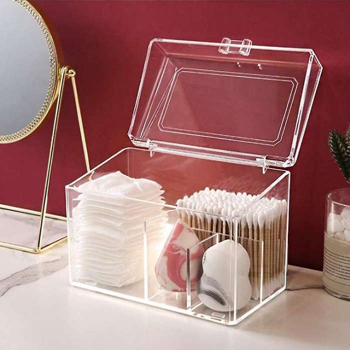 Dustproof Plastic Cosmetic Storage Box Cotton Pad/cotton Swab