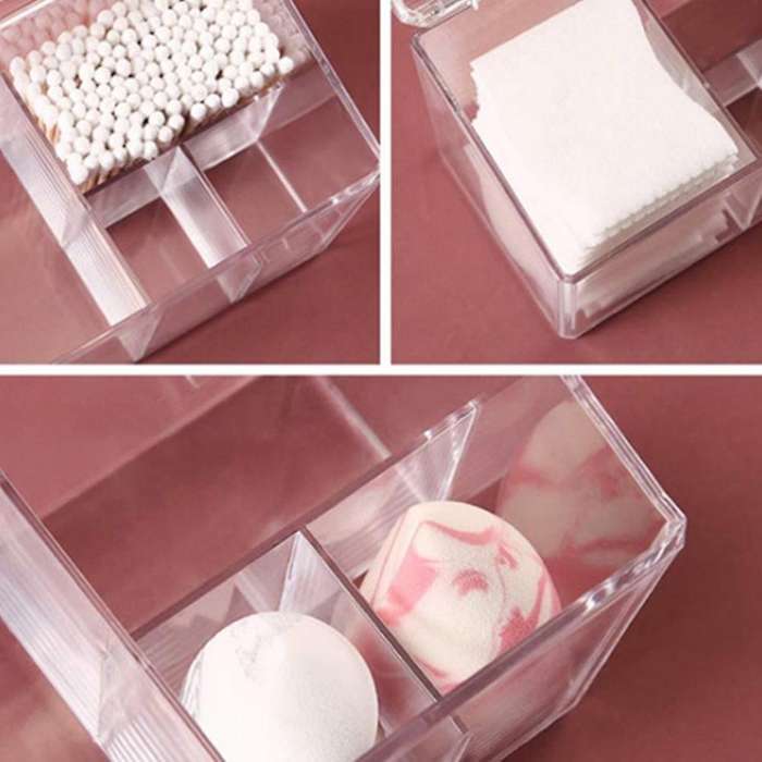 Dustproof Plastic Cosmetic Storage Box Cotton Pad/cotton Swab