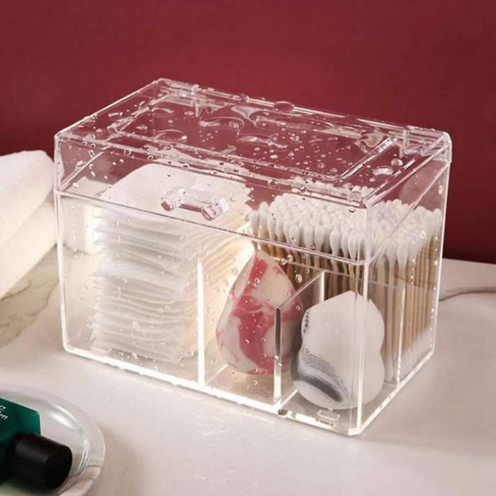 Dustproof Plastic Cosmetic Storage Box Cotton Pad/cotton Swab