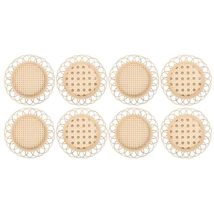 Rattan Placemat Cup Holder Vintage Drink Home Dining Table Decor