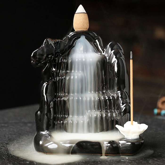 Backflow Incense Burner Waterfall Ceramic Smoke Censer Handicraft
