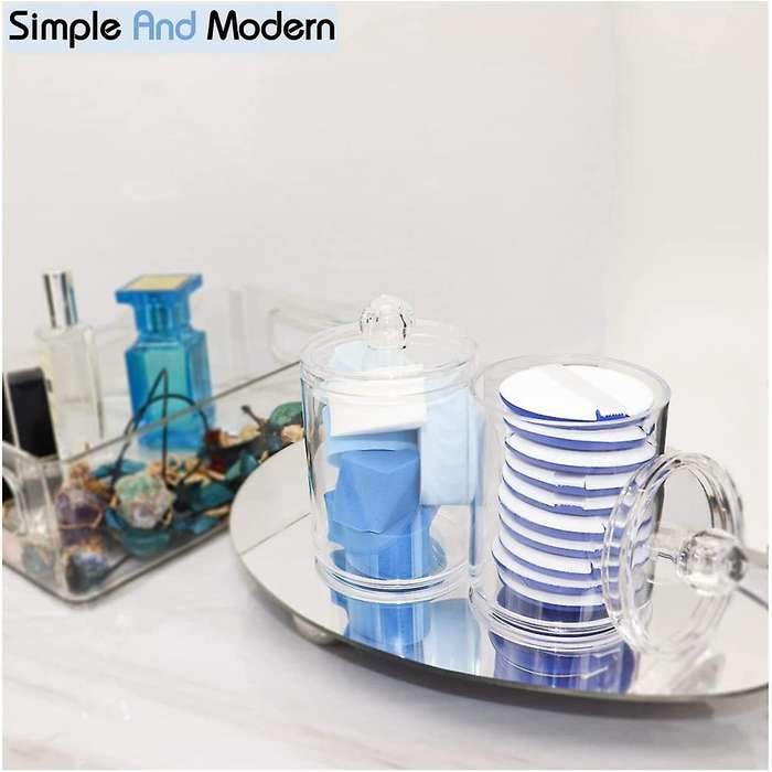 Holder Dispenser for Cotton Balls, Plastic Apothecary Jars 4pcs