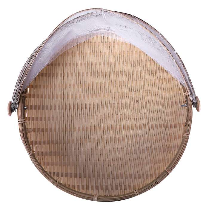 Handmade Bamboo Woven Bug Proof Wicker Basket Dustproof Picnic Tray