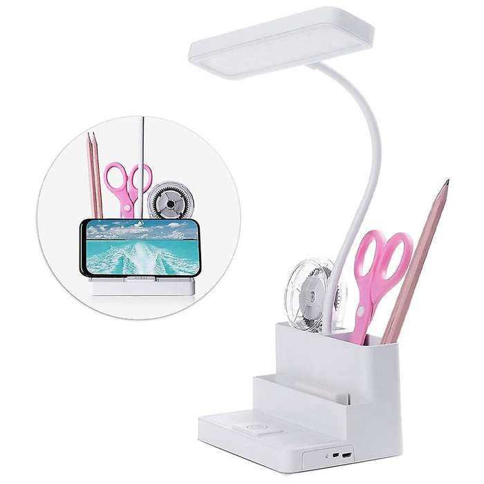Led Desk Lamp with Pen/phone Holder , Flexible Gooseneck, 3 Color