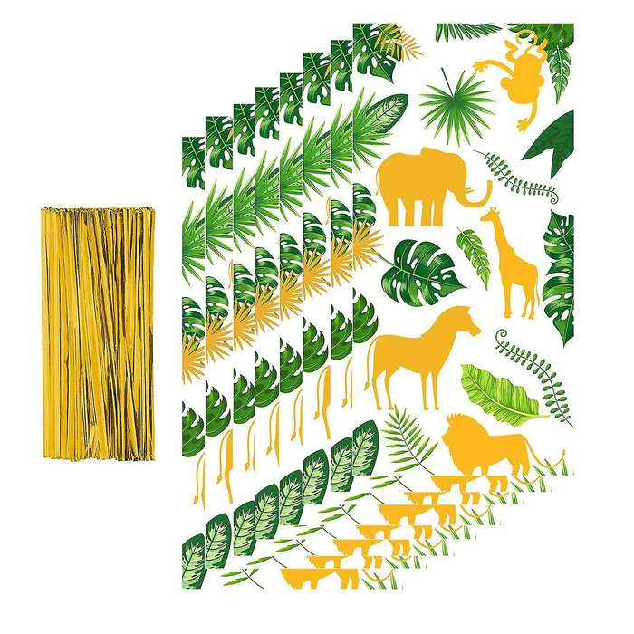 240pcs Green Gold Jungle Animal Plastic Candy Bags for Baby Shower