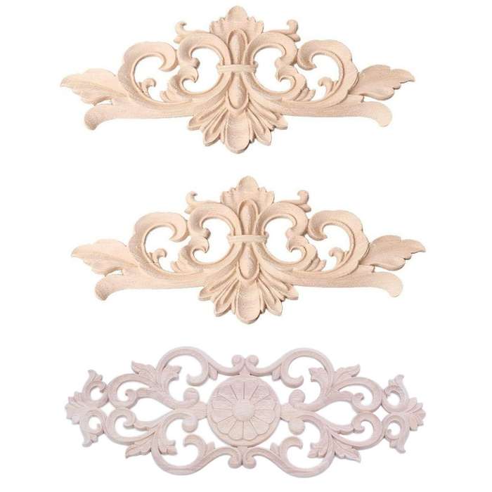 Rubber Wood Carved Applique Retro Furniture Crafts Decor(40*15cm)