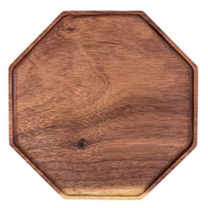 Wood Serving Plate Octagonal Plate Multipurpose Dinnerware Tray-b