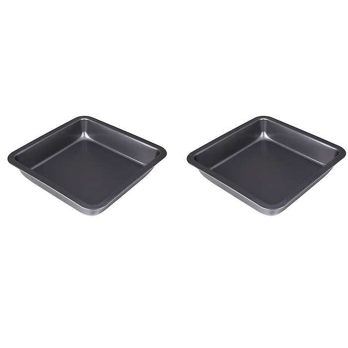 2pcs Carbon Steel Square Cake Mold Baking Pan Non-stick (black)