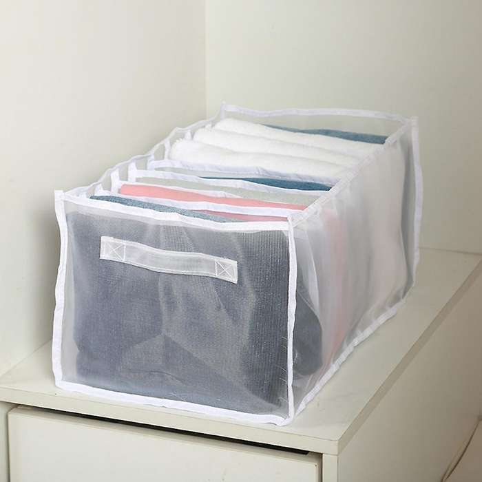 3 Pcs Jeans Compartment Storage Closet,stacking Pants Drawer(white)