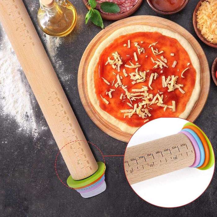 Adjustable Rolling Pin with Removable Rings, Dough Roller Solid , S