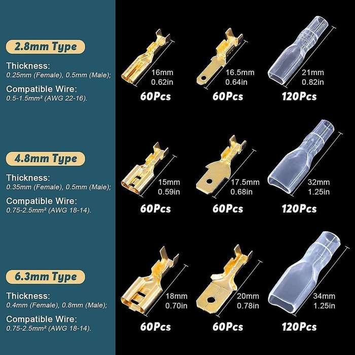 720 Pieces Of 2.8/4.8/6.3mm Male and Female Crimping Terminal Blocks