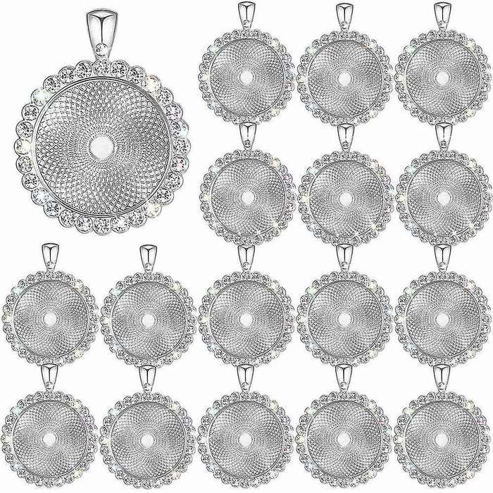25 Pcs Rhinestone Bezel Pendant Trays Diy Trays for Crafts Making
