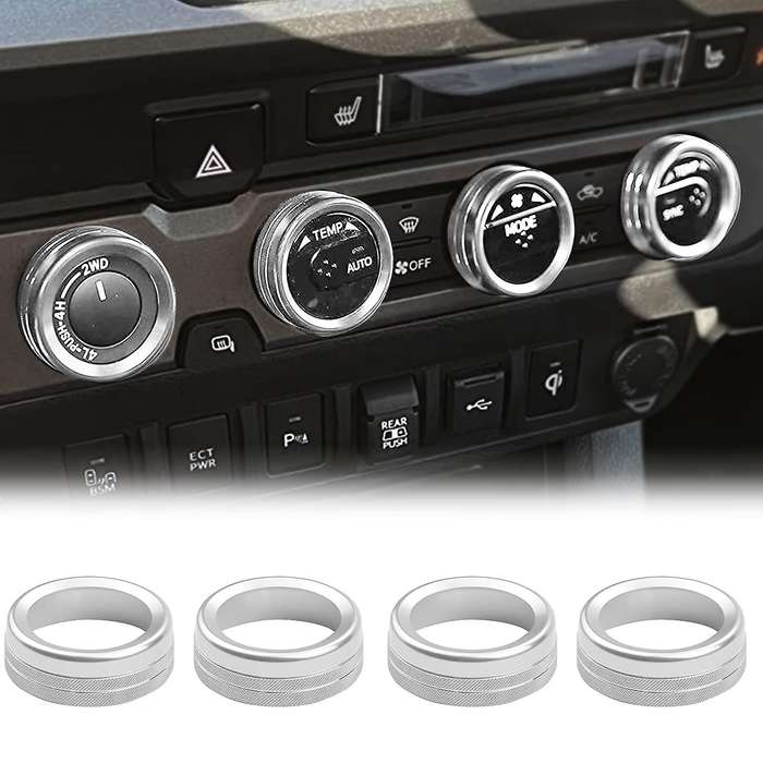 Air Conditioner Switch Knob Decor for Toyota Tacoma 2016-2020(silver)