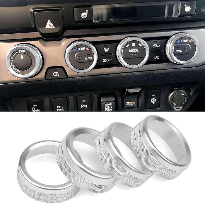 Air Conditioner Switch Knob Decor for Toyota Tacoma 2016-2020(silver)