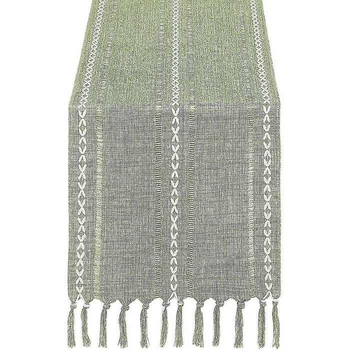 Rustic Linen Table Runner with Handmade Tassel, 72 Inches Long A