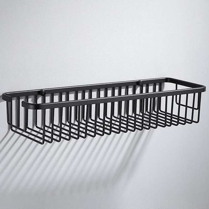 Punch-free Storage Rack Shower Basket Bathroom with Fixed Piece -b