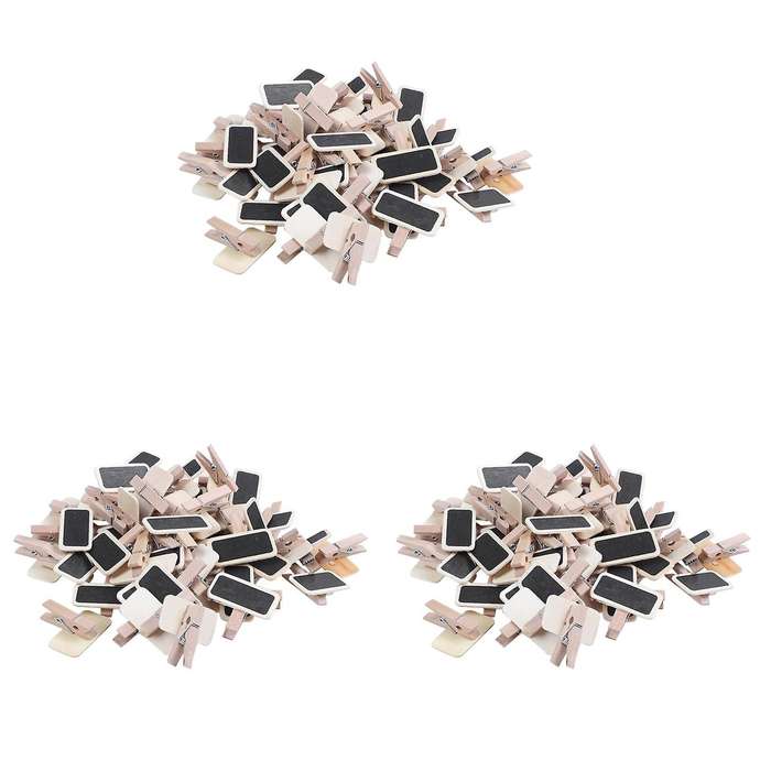 150 Mini Tableau Noir Bois Message Rectangle Ardoise Clip Carte
