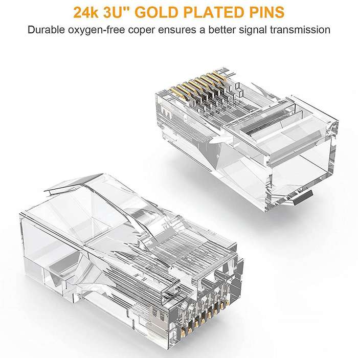 Cat6 Rj45 Connector 100 Pack,cat6 Rj45 Ends 8p8c for Cat5 Cat5e Cat6