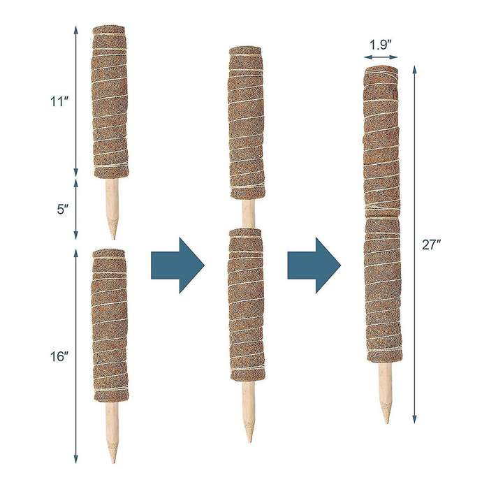 Moss Poles Set - 3pcs Coir Totem Pole for Potted Climbing Plants