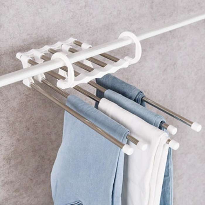 Pants Hangers 5 Layers Multi Functional Pants Rack for Pants (2pcs)-b