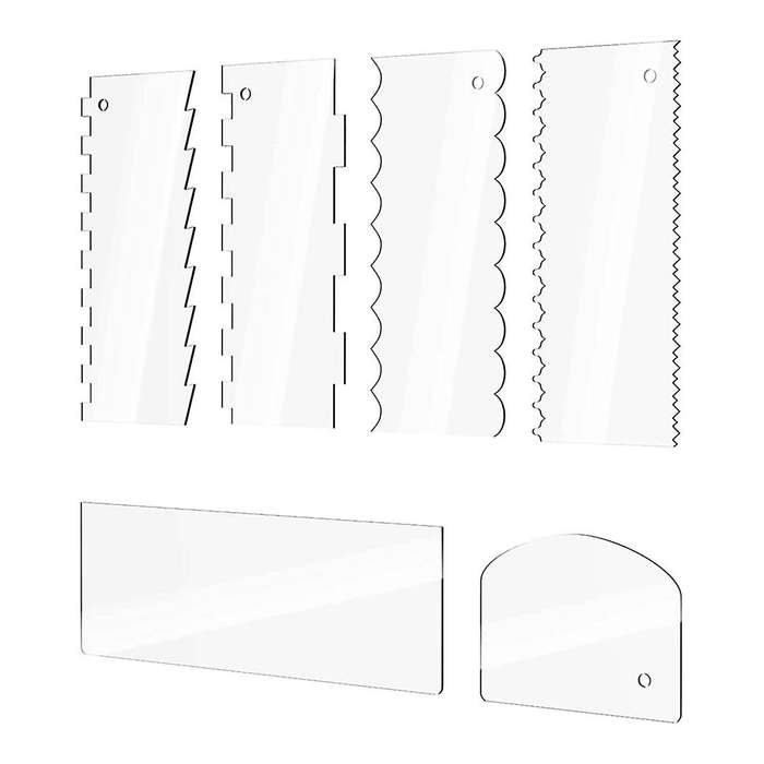 6 Pieces Clear Acrylic Icing Frosting Buttercream Large Cake Smoother