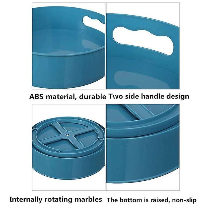 2pcs Rotating Tray/kitchen Organizer/cosmetics Organize (white+blue)