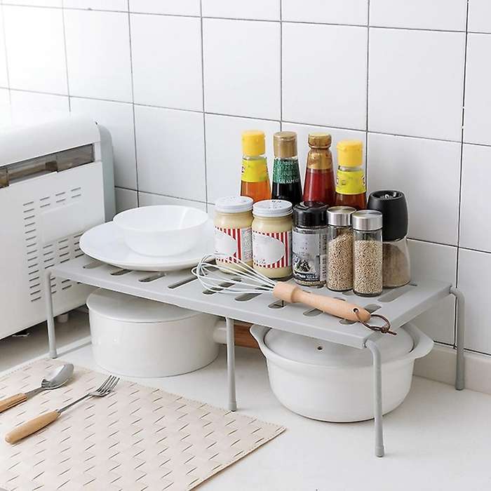 Kitchen Expandable Organizer Racks Bathroom Storage Holders White