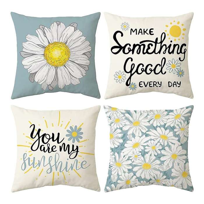 Summer Pillow Covers 18x18 Set Of 4 Farmhouse Summer Decorations