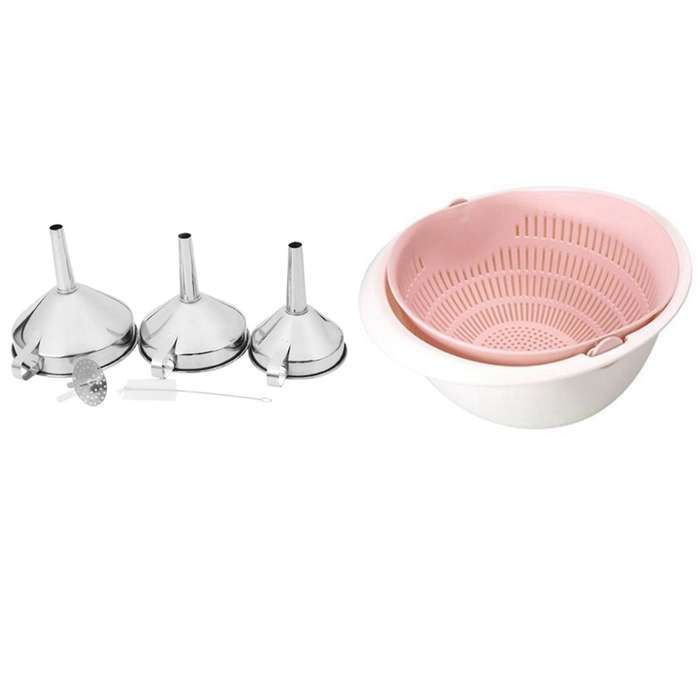 Edelstahl 5 Stueck Kitchen Strainer Trichter Set,mit Griff & Sieb